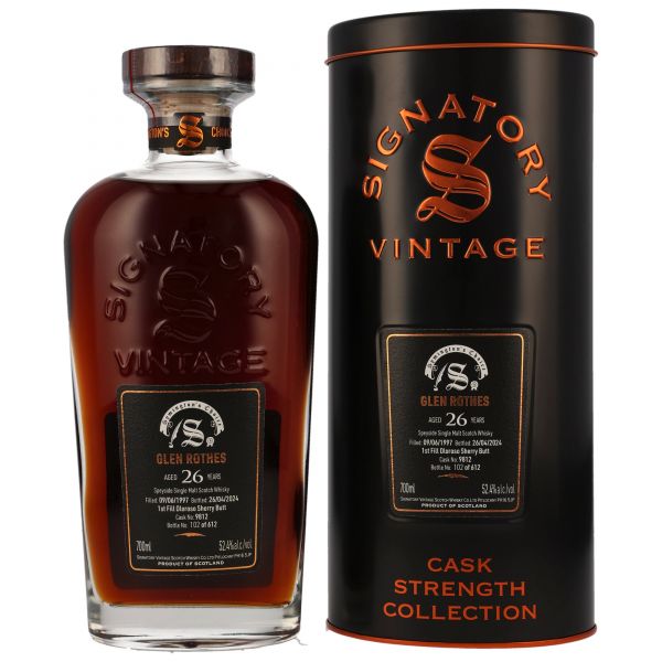 Glenrothes 26 Jahre 1997/2024 Symingtons Choice Signatory Cask Strength #709812 52,4% vol.