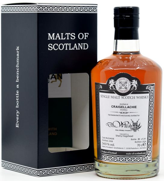 Craigellachie 16 Jahre 2008/2024 Sherry Hogshead Malts of Scotland for deinwhisky.de 54,9% vol.