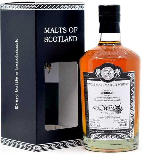 Benriach 12 Jahre 2012/2024 Oloroso Sherry Malts of Scotland for deinwhisky.de 55,4% vol.