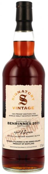 Benrinnes 2011/2024 1st Fill Oloroso Cask Signatory Vintage 100 Proof #33 57,1% vol.