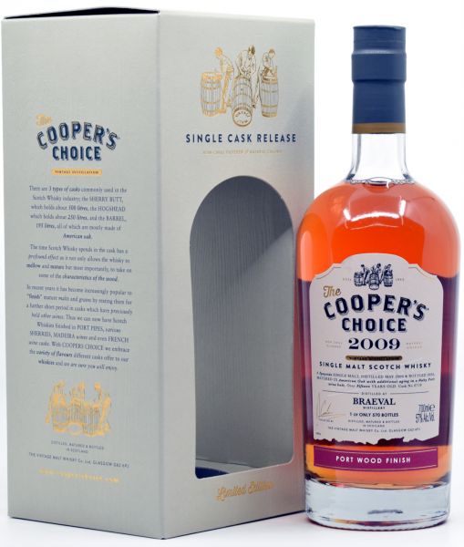 Braeval 15 Jahre 2009/2024 Port Wood Cask Cooper&#039;s Choice 57% vol.