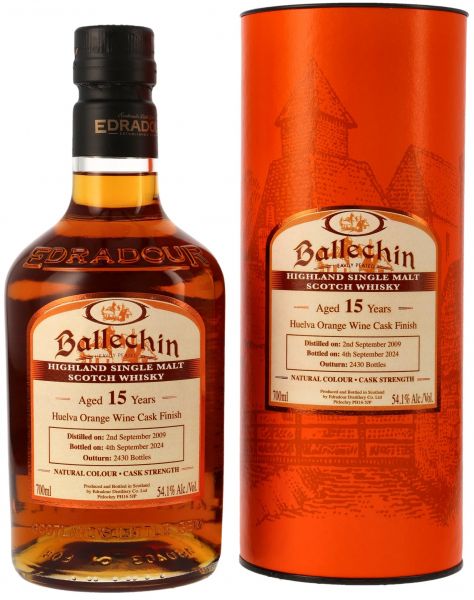 Ballechin 15 Jahre 2009/2024 Cask Strength Huelva Orange Wine Cask 54,1% vol.