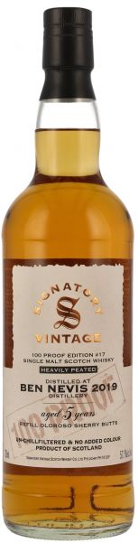 Ben Nevis heavily peated 2019/2024 Oloroso Sherry Signatory Vintage 100 Proof #17 57,1% vol.