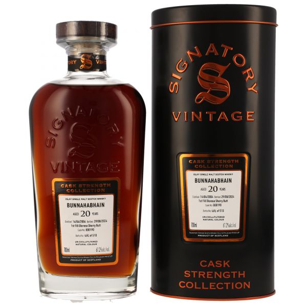 Bunnahabhain 20 Jahre 2004/2024 Sherry Cask Signatory Cask Strength #800190 61,2% vol.