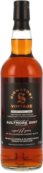 Aultmore 2007/2024 Oloroso Sherry Signatory 100 Proof Exceptional Cask Edition #5 57,1% vol.