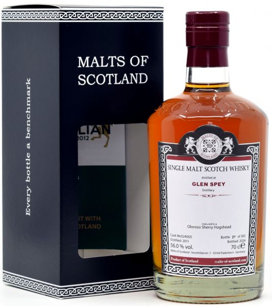 Glen Spey 13 Jahre 2011/2024 Oloroso Sherry Cask Malts of Scotland 56% vol.