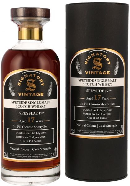 Speyside (M) 17 Jahre 2005/2023 Sherry Cask Signatory Ibisco Cask Strength 57,1% vol.