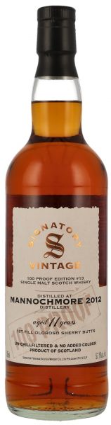 Mannochmore 2012/2024 1st Fill Oloroso Cask Signatory Vintage 100 Proof #13 57,1% vol.